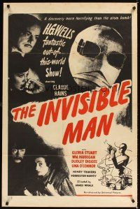 1c109 INVISIBLE MAN military 1sh R60s James Whale, H.G. Wells, great image fo Claude Rains!