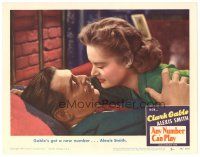 1c239 ANY NUMBER CAN PLAY LC #3 '49 romantic super close-up of Clark Gable & pretty Alexis Smith!