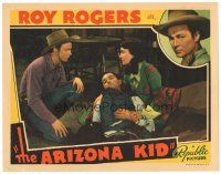 1c240 ARIZONA KID LC '39 close up of Roy Rogers & Sally March kneeling with wounded man!
