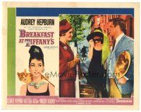1c257 BREAKFAST AT TIFFANY'S LC #8 '61 sexy Audrey Hepburn between George Peppard & Patricia Neal!