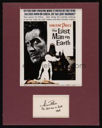 1c007 VINCENT PRICE signed signed 3x5 index card '64 nicely matted with Last Man on Earth REPRO!
