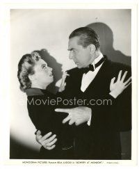 1c021 BOWERY AT MIDNIGHT 8x10 still '42 great close up of Bela Lugosi holding scared Wanda McKay!