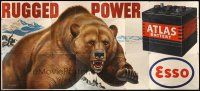 1d008 ATLAS BATTERY advertising billboard poster '51 Esso car batteries stand up to grizzly bears!