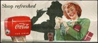 1d005 COCA-COLA SHOP REFRESHED advertising billboard poster '40s wonderful vintage dispenser art!