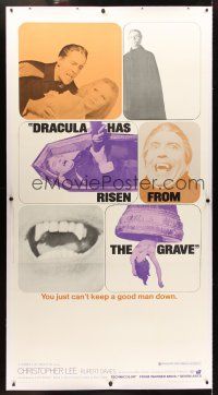 1d155 DRACULA HAS RISEN FROM THE GRAVE linen 3sh '69 Hammer, Christopher Lee, great vampire montage