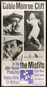 1d165 MISFITS linen 3sh '61 Clark Gable, sexy Marilyn Monroe, Montgomery Clift, John Huston