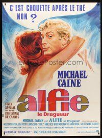 1d075 ALFIE French 1p '66 completely different art of Michael Caine & sexy girl by Landi!