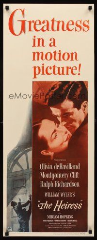 1d015 HEIRESS insert '49 William Wyler, romantic c/u of Olivia de Havilland & Montgomery Clift!