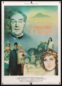 1d205 AND THE SHIP SAILS ON linen Italian 1p '83 Federico Fellini's E la nave va, cool artwork!