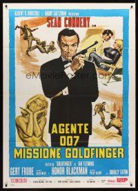 1d060 GOLDFINGER Italian 1p R80s art of Sean Connery as James Bond + sexy golden Shirley Eaton!