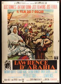 1d199 LAWRENCE OF ARABIA linen style A Italian 2p '63 David Lean, O'Toole, different Cesselon art!
