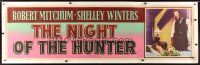 1d147 NIGHT OF THE HUNTER linen paper banner '55 Robert Mitchum standing over Shelley Winters!