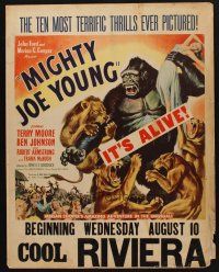 1d028 MIGHTY JOE YOUNG style B jumbo WC '49 first Harryhausen, art of ape rescuing girl from lions!