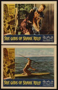 1f977 SHE GODS OF SHARK REEF 2 LCs '58 Roger Corman, women fighting & surfer spear fishing!