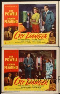 1f730 CRY DANGER 5 LCs '51 Dick Powell, Rhonda Fleming, William Conrad, film noir!