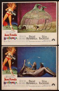 1f072 BARBARELLA 8 LCs '68 sexiest sci-fi art of Jane Fonda by Robert McGinnis, Roger Vadim!