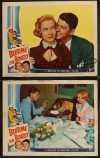 1f834 BEDTIME FOR BONZO 3 LCs '51 cool images of chimpanzee with Ronald Reagan & Diana Lynn!