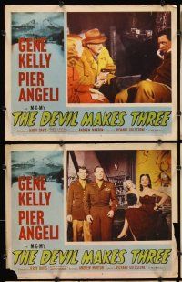 1f669 DEVIL MAKES THREE 6 LCs '52 Gene Kelly, Pier Angeli, she's been mixed up before!