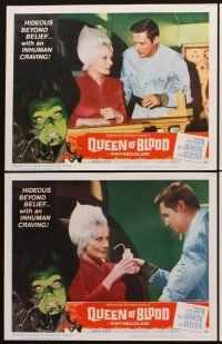1f440 QUEEN OF BLOOD 8 LCs '66 Dennis Hopper, Basil Rathbone, Saxon, Florence Marly as alien queen!