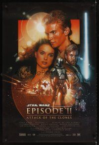 1g053 ATTACK OF THE CLONES style B 1sh '02 Star Wars Episode II, Christensen & Natalie Portman!