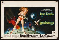 1h271 BARBARELLA Belgian '68 sexiest sci-fi art of Jane Fonda by Robert McGinnis, Roger Vadim!