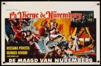 1h290 HORROR CASTLE Belgian '64 La Vergine di Norimberga, Christopher Lee, wild horror art!