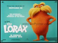 1h125 DR. SEUSS' THE LORAX advance DS British quad '12 legendary guardian of the forest!