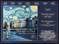 1h155 MIDNIGHT IN PARIS DS British quad '11 Woody Allen directed, Owen Wilson, Kathy Bates!
