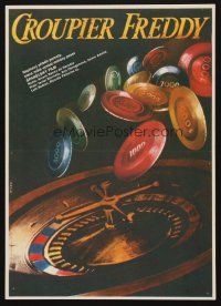 1h481 FREDDY EL CROUPIER Czech 11x16 '82 wonderful roulette & gambling chips art by Karel Misek!
