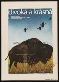 1h507 SAUVAGE ET BEAU Czech 11x16 '84 Rossif and Cuttoli documentary, buffalo art by Hejzlarova!
