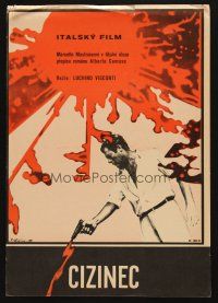 1h518 STRANGER Czech 11x16 '70 Luchino Visconti's Lo Straniero, Hrdina art of Mastroianni w/gun!
