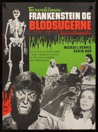 1h397 ASSIGNMENT TERROR Danish '69 Dracula & Frankenstein, bloody title art!