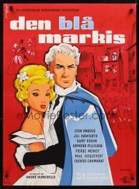 1h428 LES MYSTERES DE PARIS Danish '63 cool art of Jean Marais & Dany Robin by Lundvald!