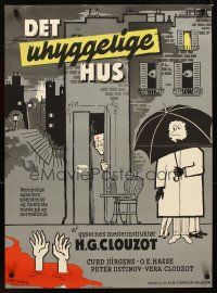 1h444 SPIES Danish '57 Henri-Georges Clouzot, wacky spy artwork by Stilling & Sine!