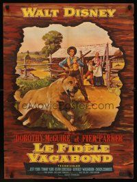 1h241 OLD YELLER French 23x32 '59 Dorothy McGuire, Fess Parker, art of Disney's classic canine!