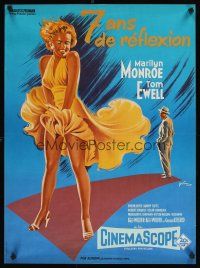 1h242 SEVEN YEAR ITCH French 23x32 R70s best art of Marilyn Monroe's skirt blowing by Grinsson!