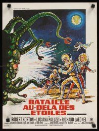 1h258 GREEN SLIME French 15x21 '68 classic cheesy sci-fi, different art of astronauts & monster!