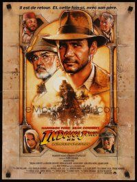 1h259 INDIANA JONES & THE LAST CRUSADE French 15x21 '89 art of Ford & Sean Connery by Drew Struzan