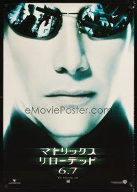 1h574 MATRIX RELOADED 6.7 style teaser Japanese 29x41 '03 cool close-up of Keanu Reeves as Neo!