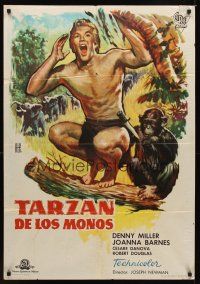 1h227 TARZAN THE APE MAN Spanish '61 Edgar Rice Burroughs, Denny Miller in jungle!