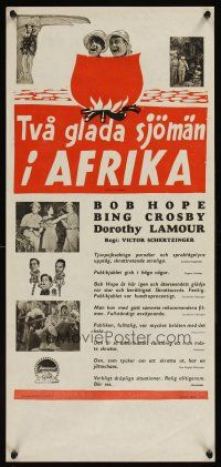 1h060 ROAD TO ZANZIBAR Swedish stolpe '41 Bing Crosby, Bob Hope & sexy Dorothy Lamour in Africa!