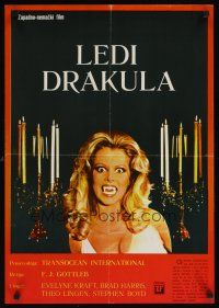 1h360 LADY DRACULA Yugoslavian '78 close up of sexy vampire Evelyne Kraft showing her fangs!