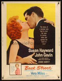 1j229 BACK STREET 30x40 '61 Susan Hayward & John Gavin romantic close up, Vera Miles!