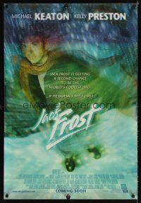 1j034 JACK FROST lenticular advance 1sh '98 cool image of Michael Keaton turning into snowman!