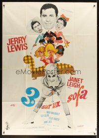 1k527 3 ON A COUCH French 1p '66 Jerry Lewis, sexy Janet Leigh, great different Siry art!