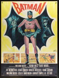 1k547 BATMAN French 1p '66 DC Comics, art of Adam West w/Penguin & Catwoman by Boris Grinsson!