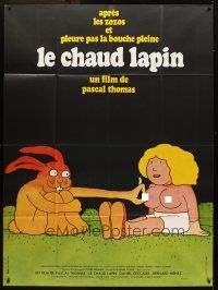 1k687 LE CHAUD LAPIN French 1p '74 wacky art of rabbit & half-naked girl by Jean-Claude Labret!