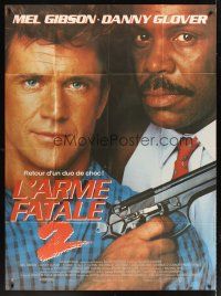 1k690 LETHAL WEAPON 2 French 1p '89 great close-up image of cops Mel Gibson & Danny Glover!
