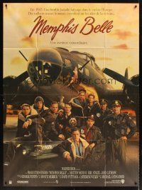 1k716 MEMPHIS BELLE French 1p '90 Matt Modine, Sean Astin, cool cast portrait by WWII B-17!