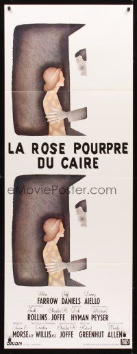 1k520 PURPLE ROSE OF CAIRO French door-panel '85 Woody Allen, cool artwork by Jean-Michel Folon!